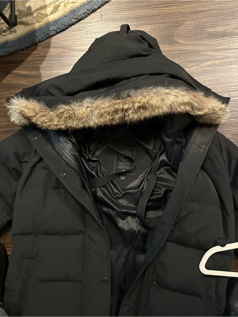 Canada Goose Black Long Down Puffer Coat with Fur-Trim Hood - Picture 3 of 7